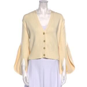 AKIRANAKA Sz 3 M L Ivory Cream Cardigan Sweater Wool Blend Japan